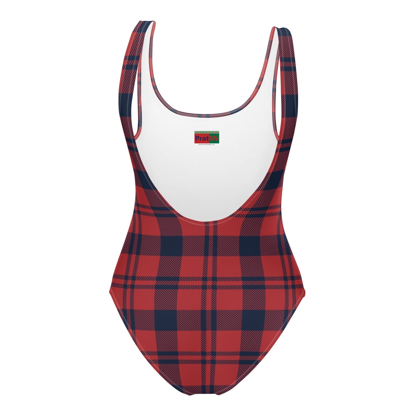 Women's One - Piece Swimsuit, Red and Blue Plaid, swimsuit, vacation swimwear, holiday travel swimwear, mothers day gift - PratSN