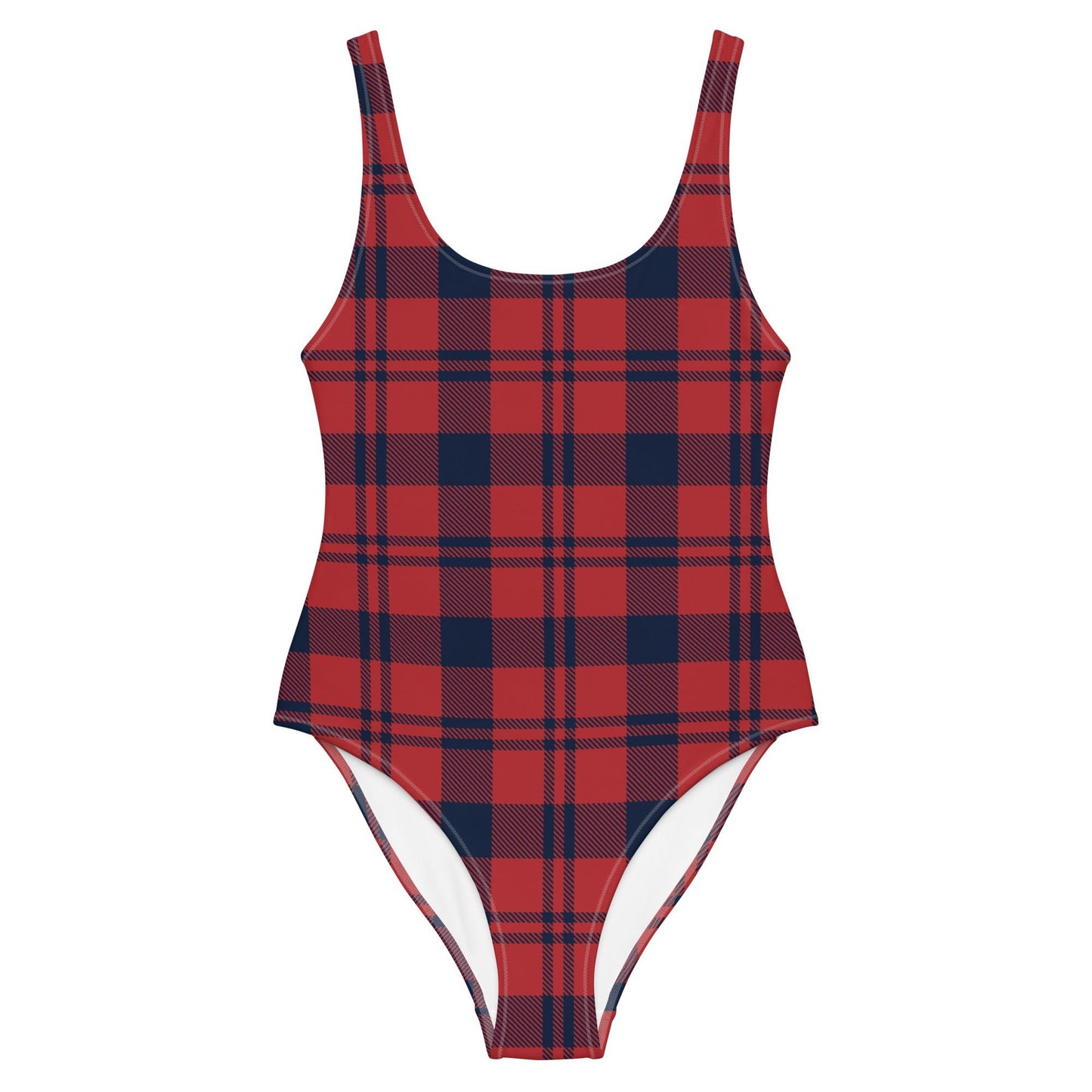 Women's One - Piece Swimsuit, Red and Blue Plaid, swimsuit, vacation swimwear, holiday travel swimwear, mothers day gift - PratSN