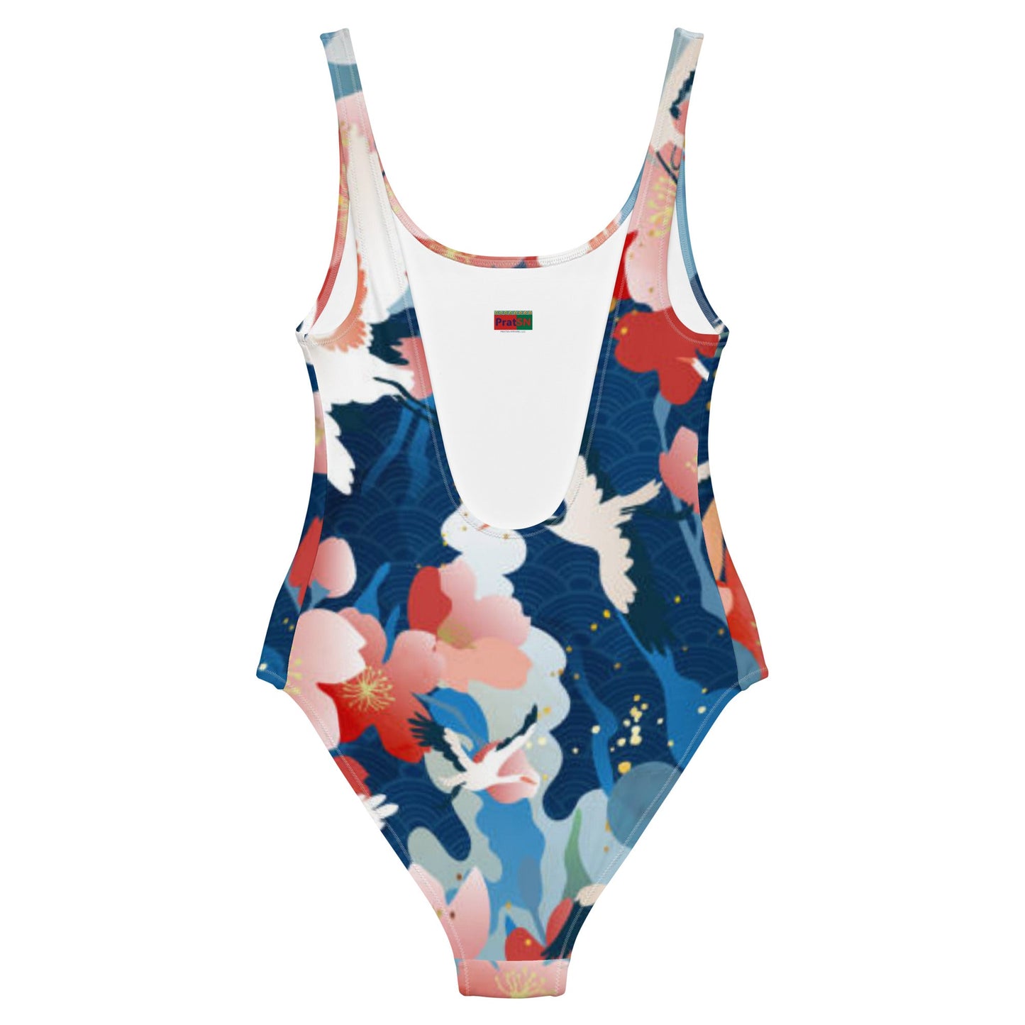 Women's One - Piece Swimsuit, Red Blue White Bird Pattern Swimsuit, swimwear, classic beach dress - PratSN