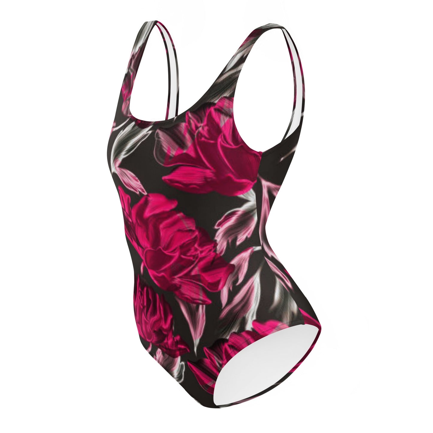 Women's One - Piece Swimsuit, Red Floral Outfit, Swimsuit, Beachwear, Bathing Suit - PratSN