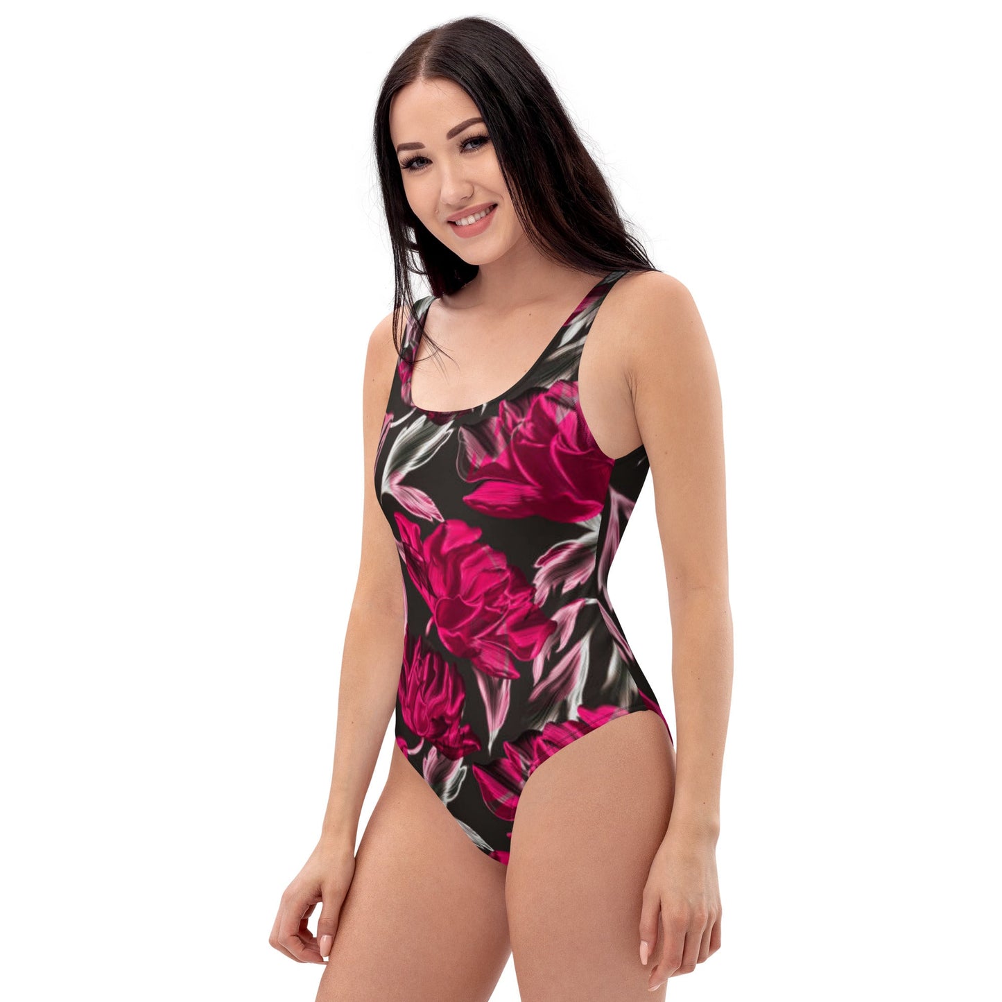 Women's One - Piece Swimsuit, Red Floral Outfit, Swimsuit, Beachwear, Bathing Suit - PratSN