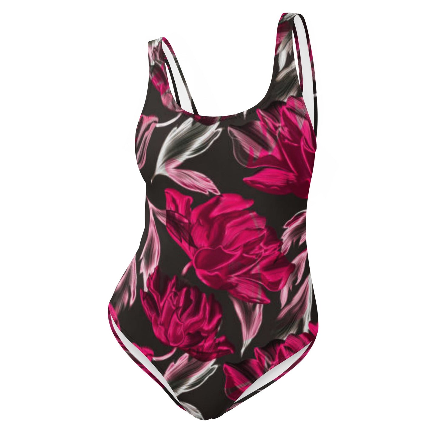Women's One - Piece Swimsuit, Red Floral Outfit, Swimsuit, Beachwear, Bathing Suit - PratSN