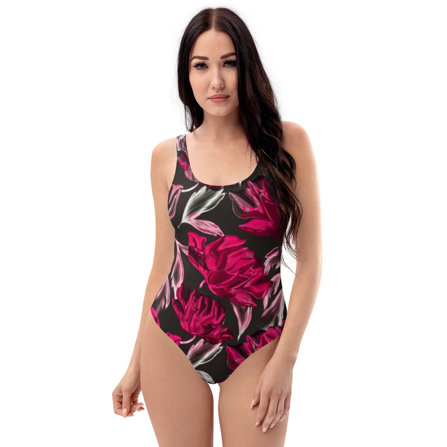 Women's One - Piece Swimsuit, Red Floral Outfit, Swimsuit, Beachwear, Bathing Suit - PratSN