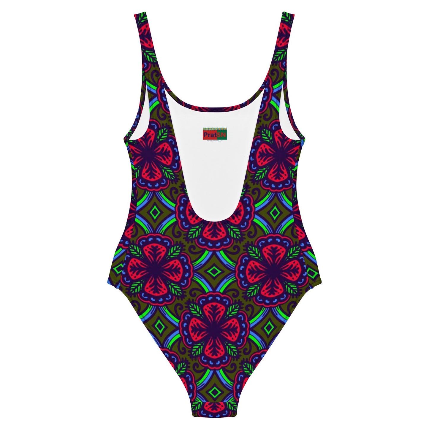 Women's One - Piece Swimsuit, Red Green swimsuit, vacation swimwear, holiday travel swimwear, mothers day gift - PratSN