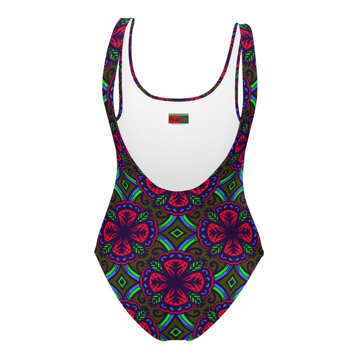 Women's One - Piece Swimsuit, Red Green swimsuit, vacation swimwear, holiday travel swimwear, mothers day gift - PratSN