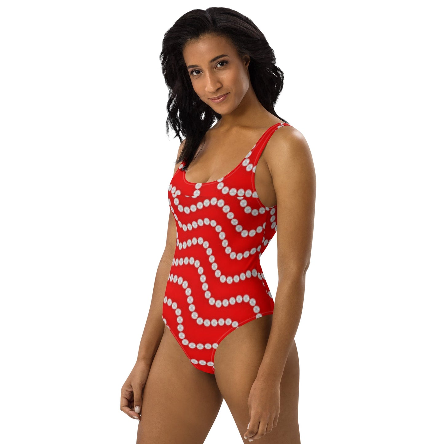 Women's One - Piece Swimsuit, Red Rhinestone Print Outfit, tankinis, Swimsuit, Beachwear, Bathing Suit - PratSN