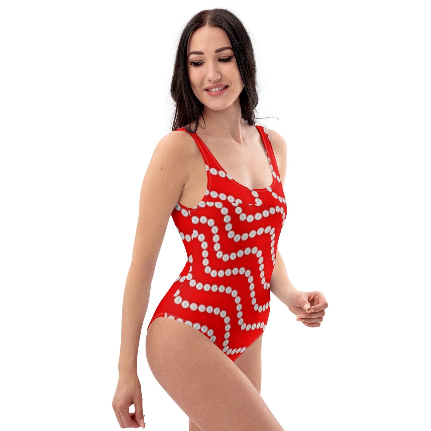 Women's One - Piece Swimsuit, Red Rhinestone Print Outfit, tankinis, Swimsuit, Beachwear, Bathing Suit - PratSN