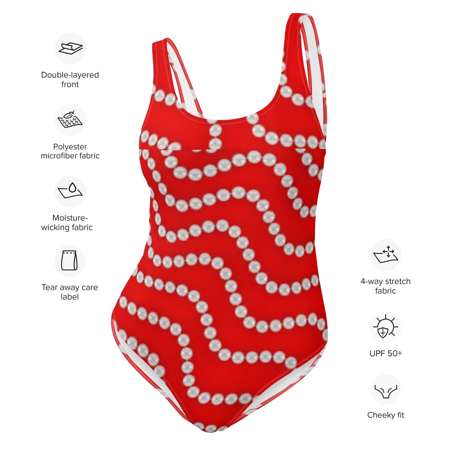 Women's One - Piece Swimsuit, Red Rhinestone Print Outfit, tankinis, Swimsuit, Beachwear, Bathing Suit - PratSN
