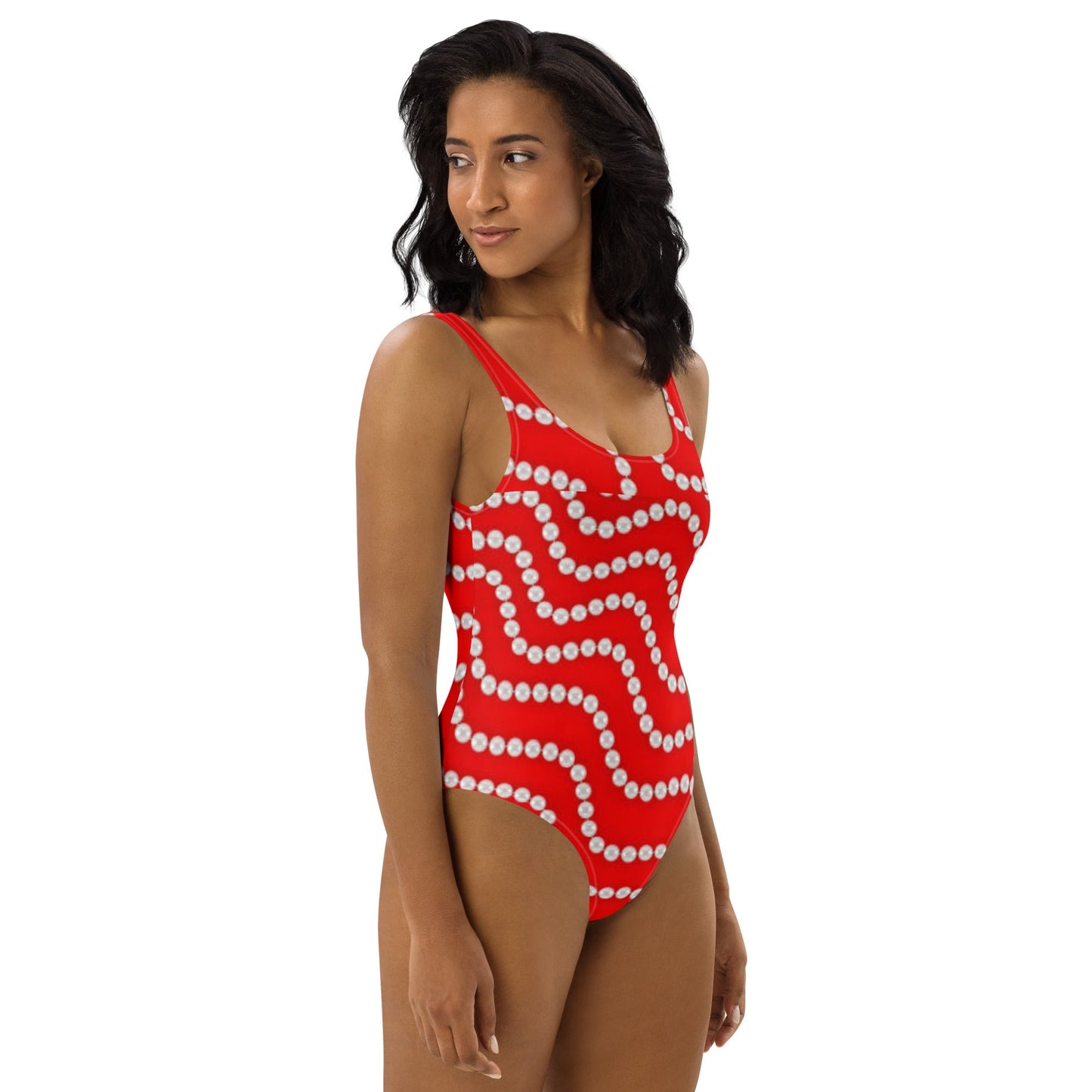 Women's One - Piece Swimsuit, Red Rhinestone Print Outfit, tankinis, Swimsuit, Beachwear, Bathing Suit - PratSN