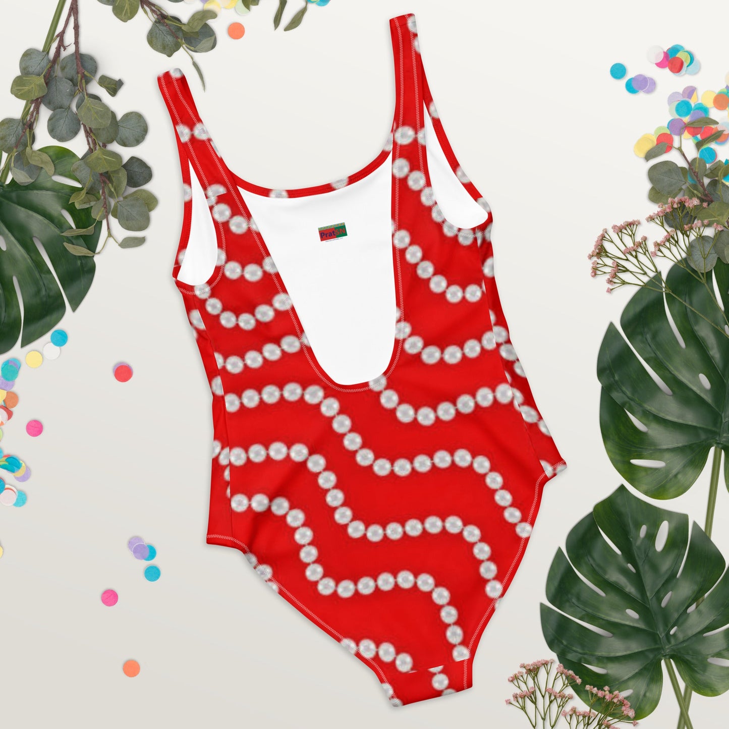 Women's One - Piece Swimsuit, Red Rhinestone Print Outfit, tankinis, Swimsuit, Beachwear, Bathing Suit - PratSN