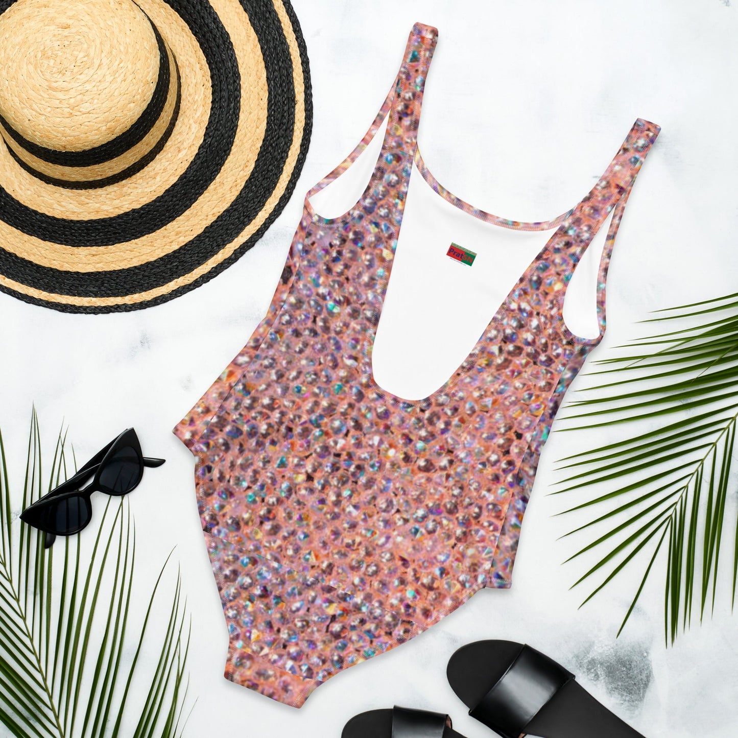 Women's One - Piece Swimsuit, Rhinestone Print Outfit, tankinis, Swimsuit, Beachwear, Bathing Suit - PratSN