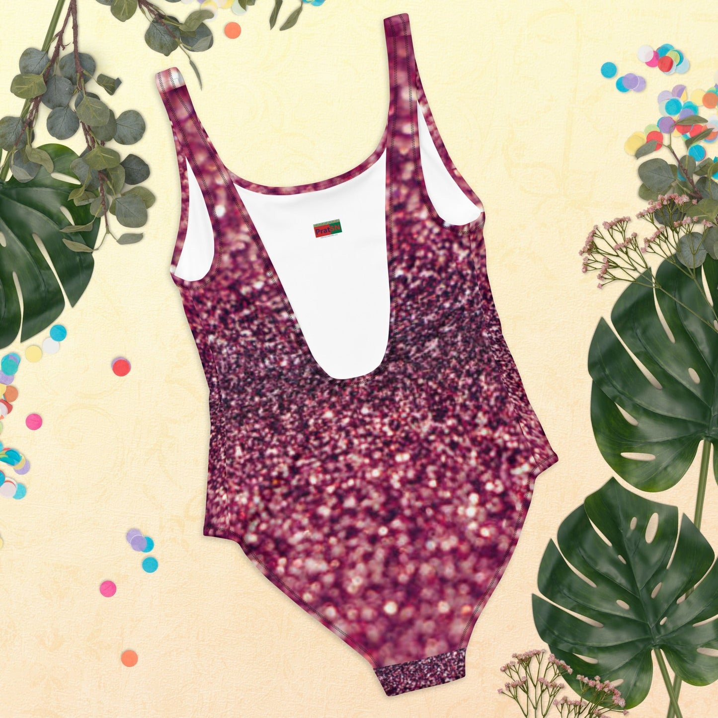 Women's One - Piece Swimsuit, Rhinestone Print Swimwear, Swimsuit, Beachwear, Bathing Suit - PratSN