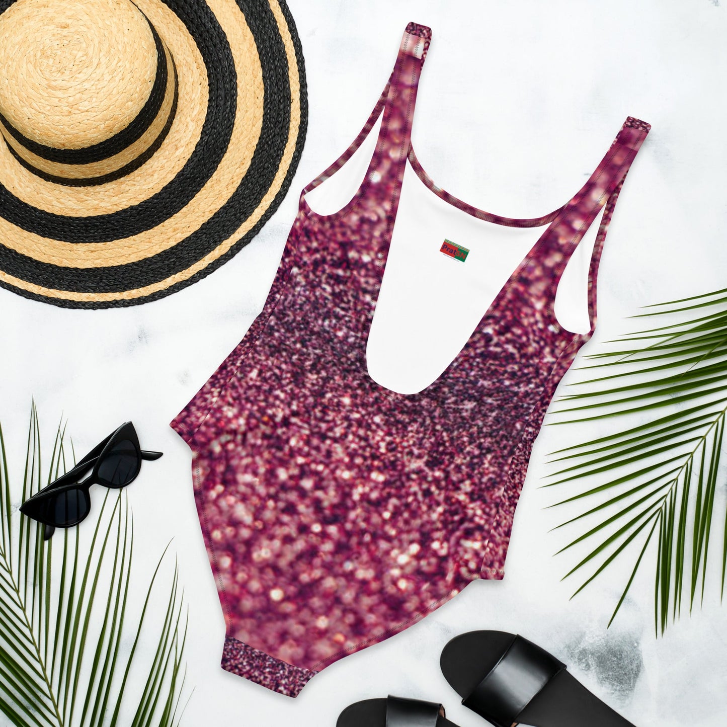 Women's One - Piece Swimsuit, Rhinestone Print Swimwear, Swimsuit, Beachwear, Bathing Suit - PratSN