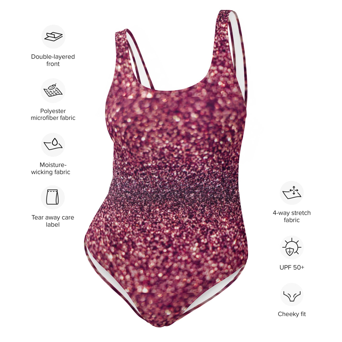 Women's One - Piece Swimsuit, Rhinestone Print Swimwear, Swimsuit, Beachwear, Bathing Suit - PratSN