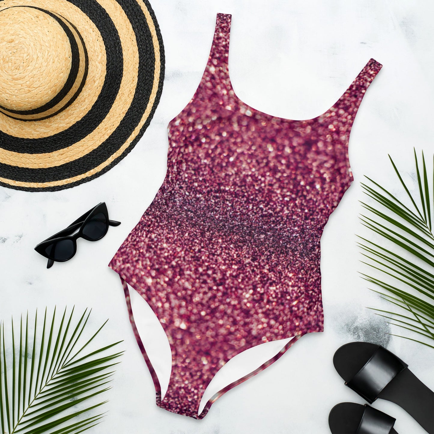Women's One - Piece Swimsuit, Rhinestone Print Swimwear, Swimsuit, Beachwear, Bathing Suit - PratSN