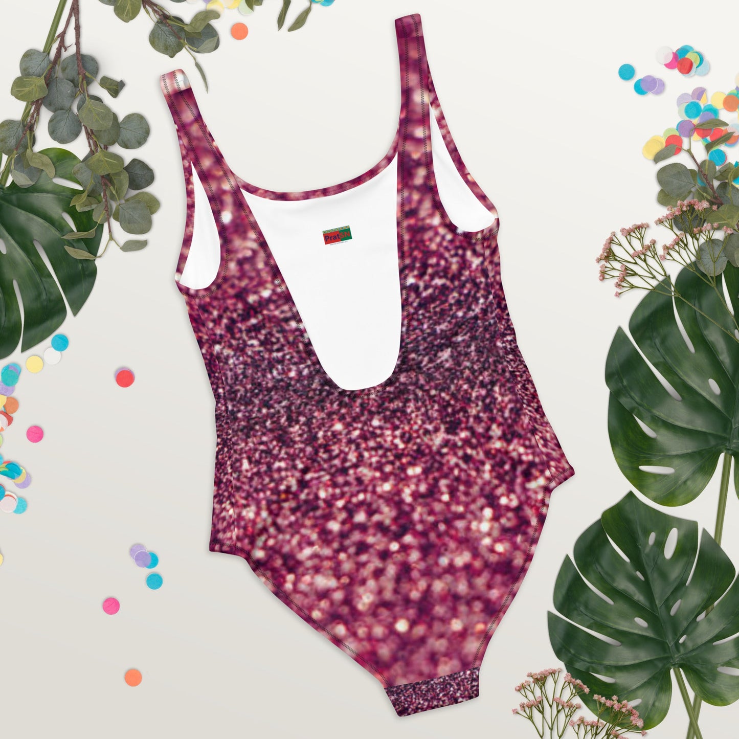 Women's One - Piece Swimsuit, Rhinestone Print Swimwear, Swimsuit, Beachwear, Bathing Suit - PratSN