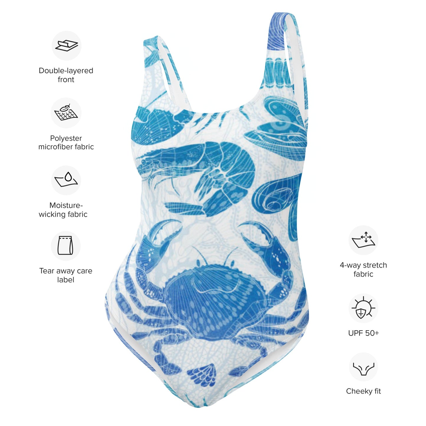 Women's One - Piece Swimsuit, Sea Life Pattern Outfit, tankinis, Swimsuit, Beachwear, Bathing Suit - PratSN