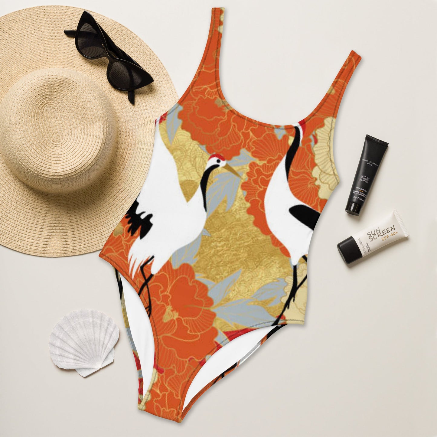 Women's One - Piece Swimsuit, Swimsuit, Beachwear, Bathing Suit Birds Pattern Outfit, - PratSN