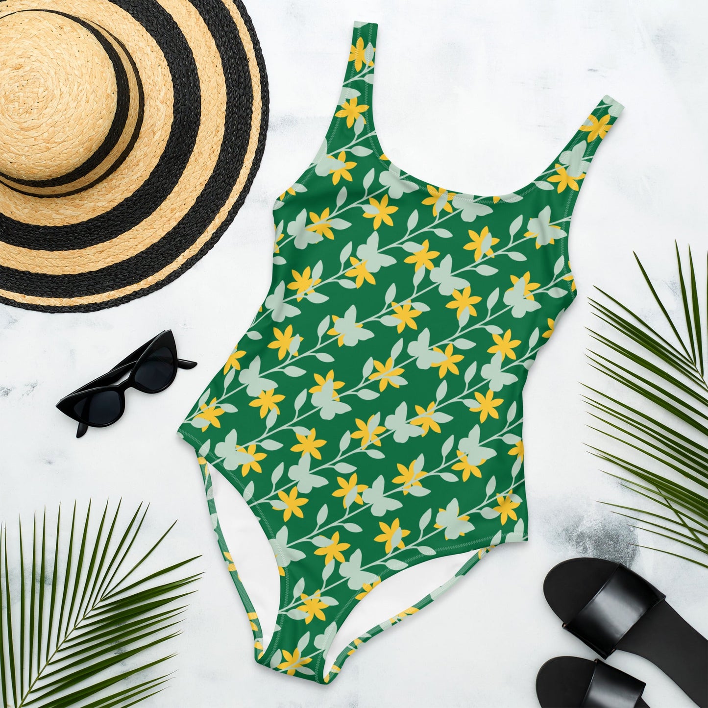 Women's One - Piece Swimsuit, Swimsuit, Beachwear, Bathing Suit, Yellow Swimwear, Outfit - PratSN