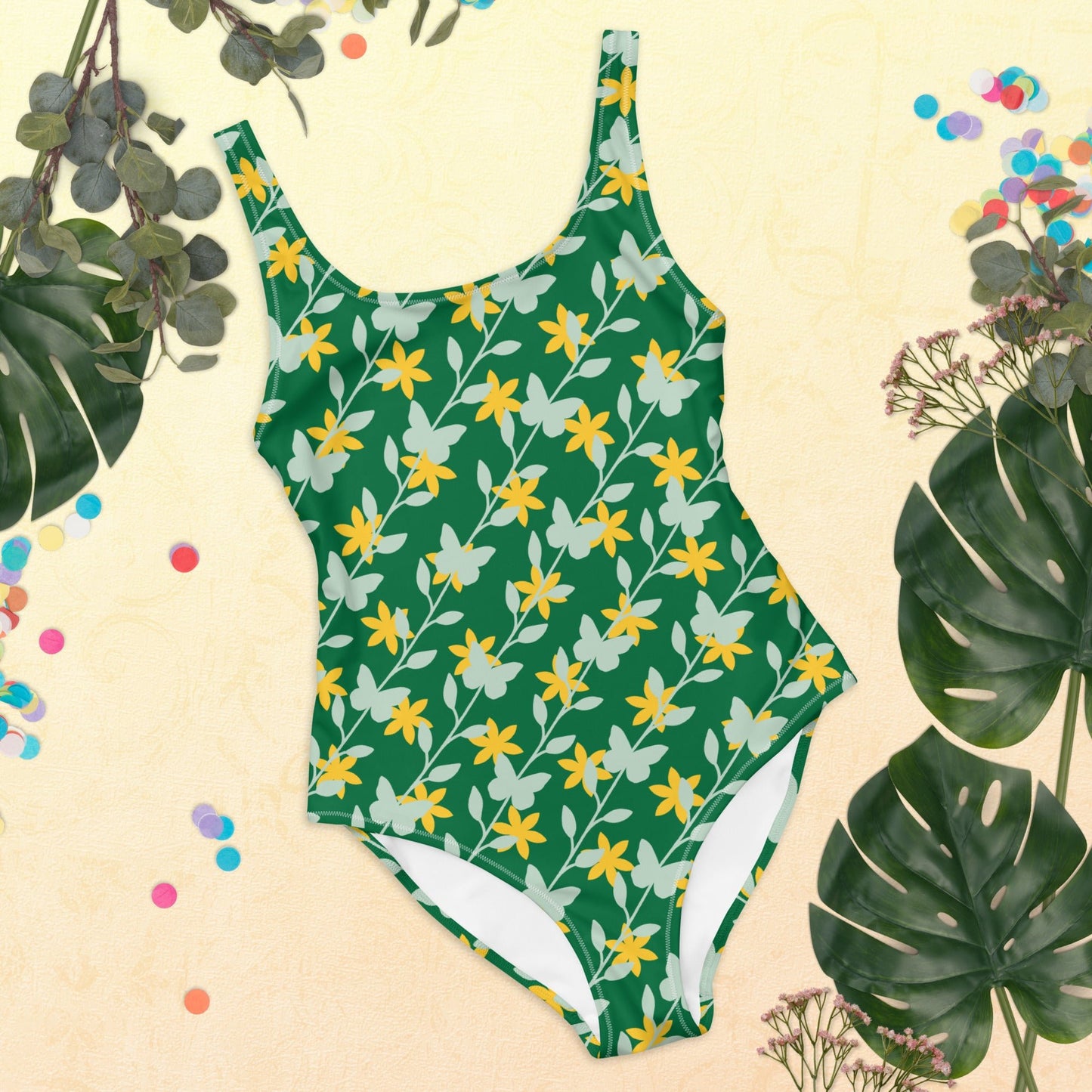 Women's One - Piece Swimsuit, Swimsuit, Beachwear, Bathing Suit, Yellow Swimwear, Outfit - PratSN