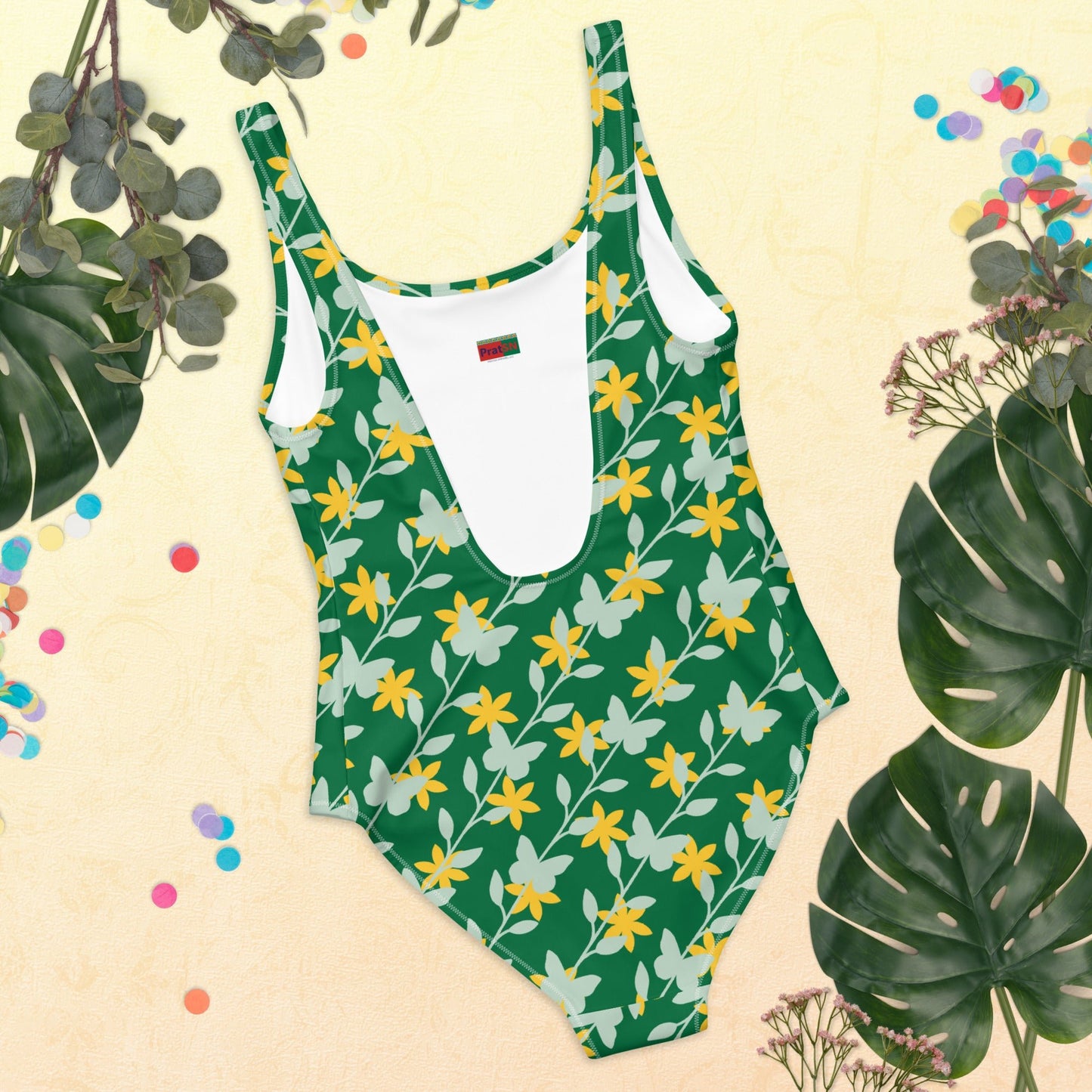 Women's One - Piece Swimsuit, Swimsuit, Beachwear, Bathing Suit, Yellow Swimwear, Outfit - PratSN