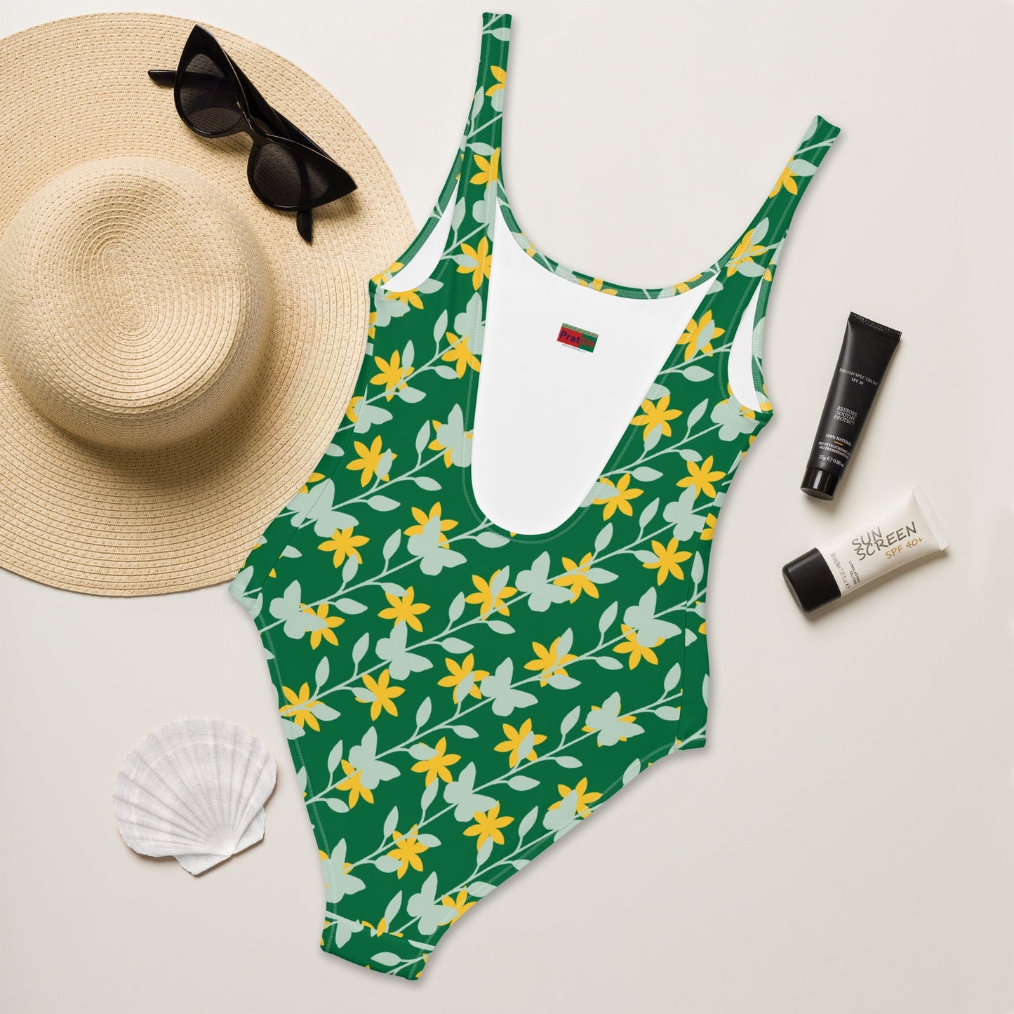 Women's One - Piece Swimsuit, Swimsuit, Beachwear, Bathing Suit, Yellow Swimwear, Outfit - PratSN