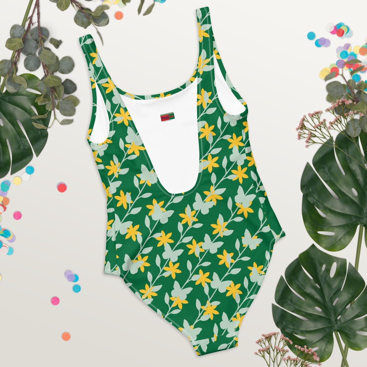 Women's One - Piece Swimsuit, Swimsuit, Beachwear, Bathing Suit, Yellow Swimwear, Outfit - PratSN