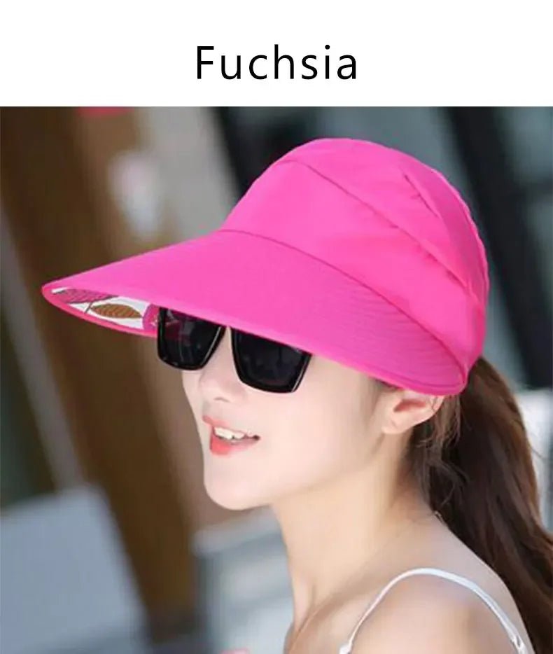 Women\'s outdoor beach black pink red wide brim big sun hat block shade golf caps visor protection female hat for women girl - PratSN