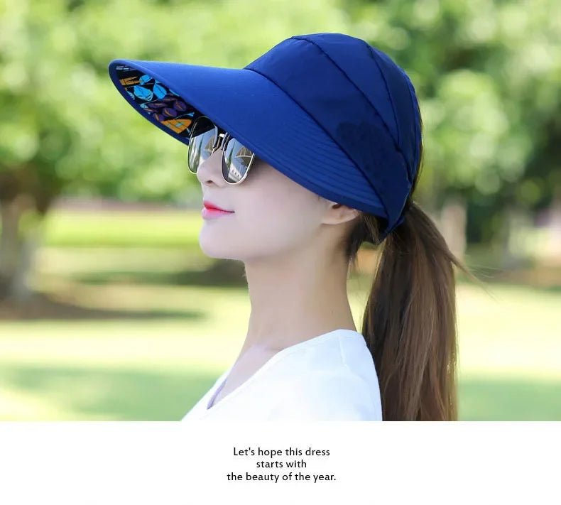 Women\'s outdoor beach black pink red wide brim big sun hat block shade golf caps visor protection female hat for women girl - PratSN