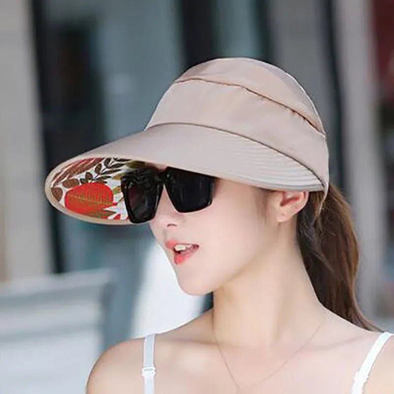 Women\'s outdoor beach black pink red wide brim big sun hat block shade golf caps visor protection female hat for women girl - PratSN