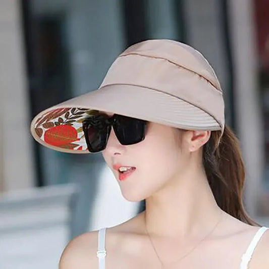 Women\'s outdoor beach black pink red wide brim big sun hat block shade golf caps visor protection female hat for women girl - PratSN