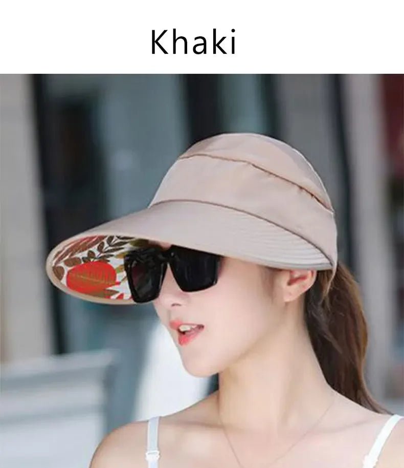 Women\'s outdoor beach black pink red wide brim big sun hat block shade golf caps visor protection female hat for women girl - PratSN