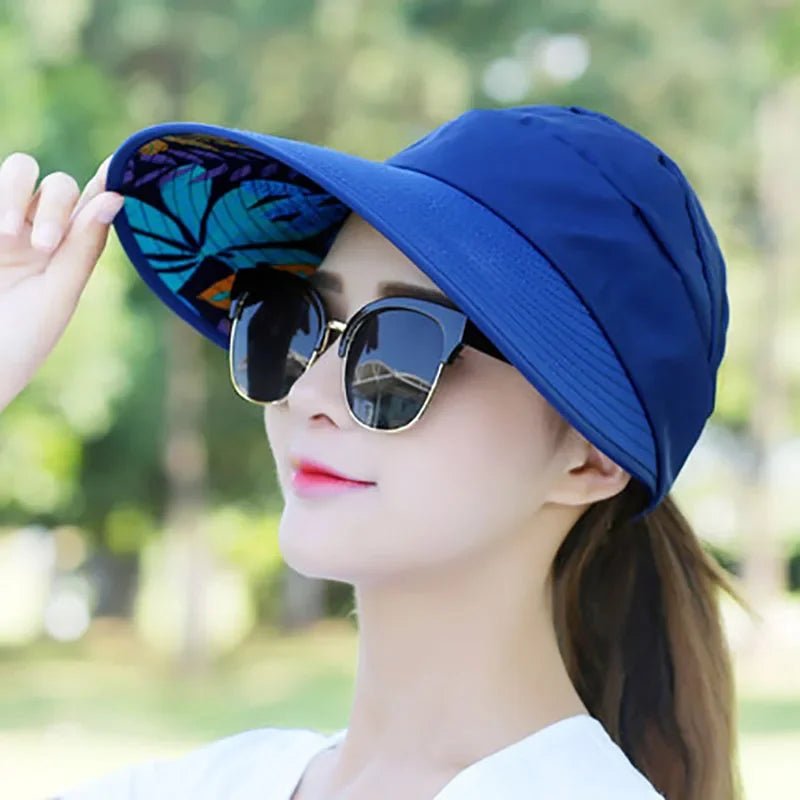 Women\'s outdoor beach black pink red wide brim big sun hat block shade golf caps visor protection female hat for women girl - PratSN