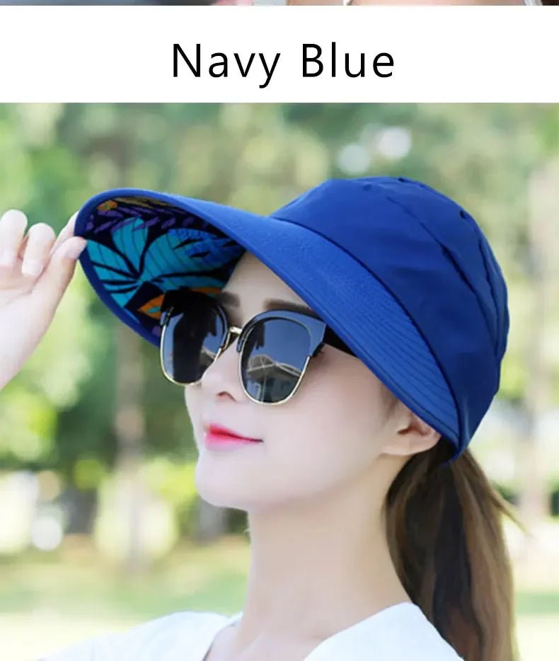 Women\'s outdoor beach black pink red wide brim big sun hat block shade golf caps visor protection female hat for women girl - PratSN