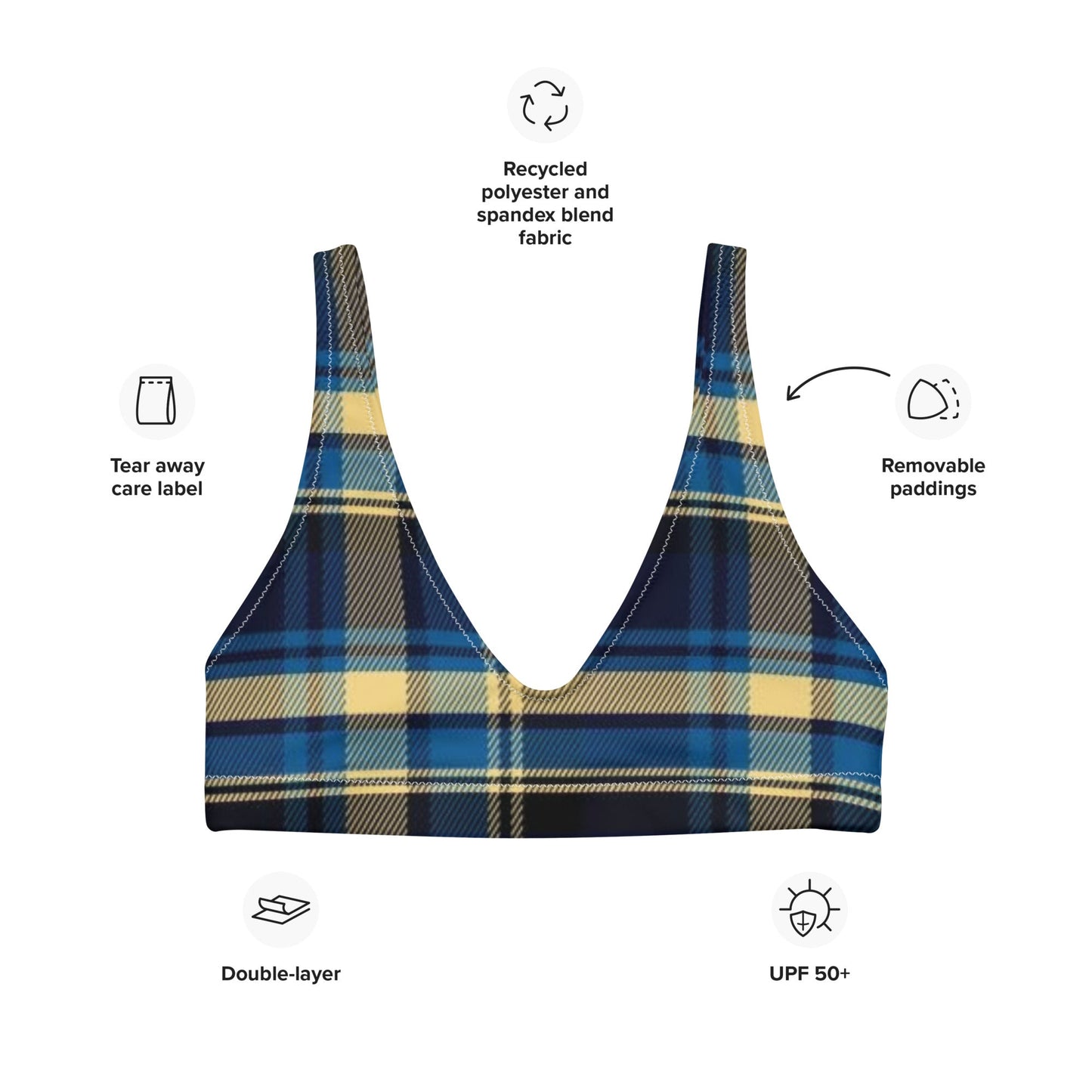 Women's padded bikini top, Bikini Tops, Padded Swimsuit Top, Bathing Suit Top - PratSN