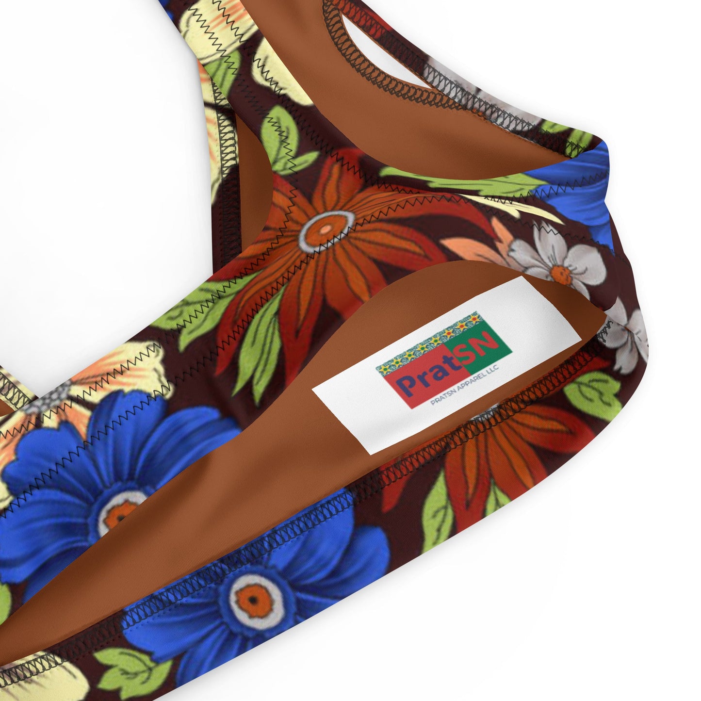 Women's padded bikini top, floral swimwear, classic beach dress - PratSN