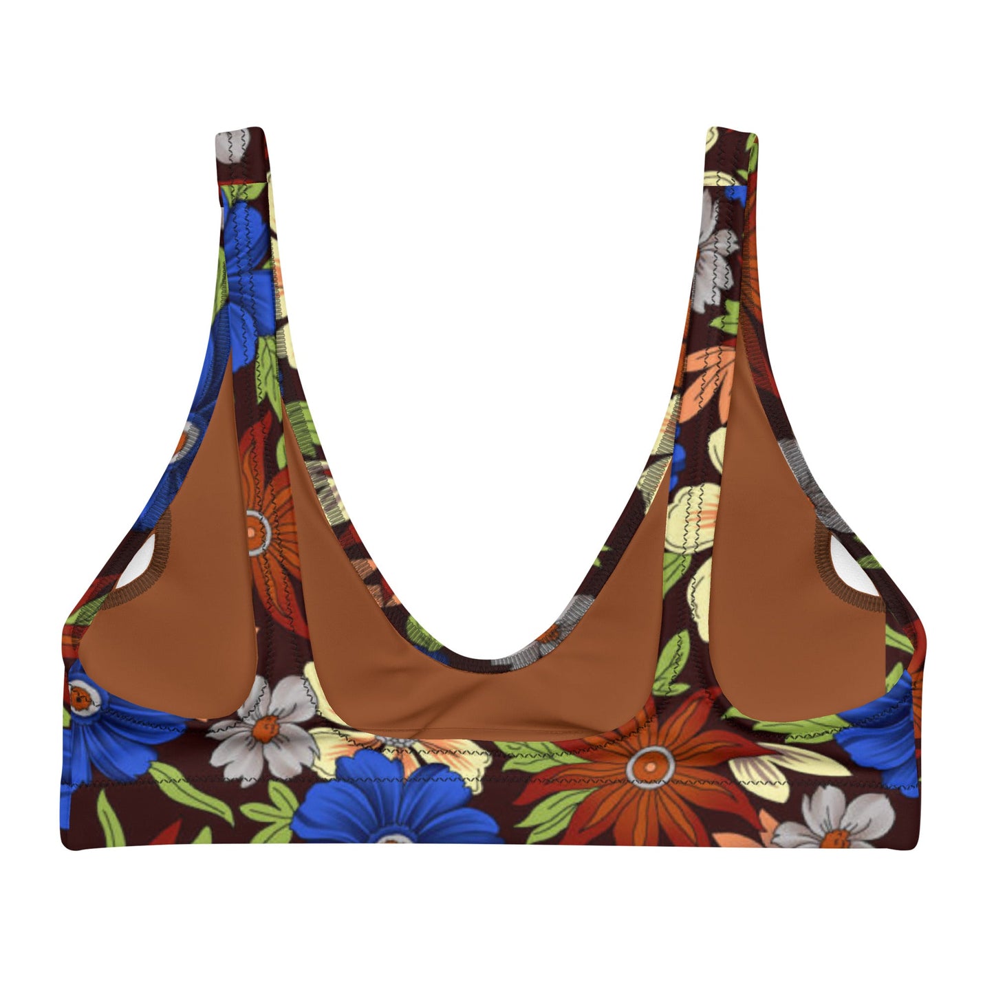 Women's padded bikini top, floral swimwear, classic beach dress - PratSN