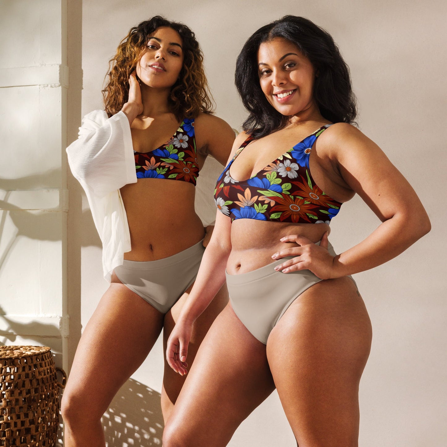 Women's padded bikini top, floral swimwear, classic beach dress - PratSN