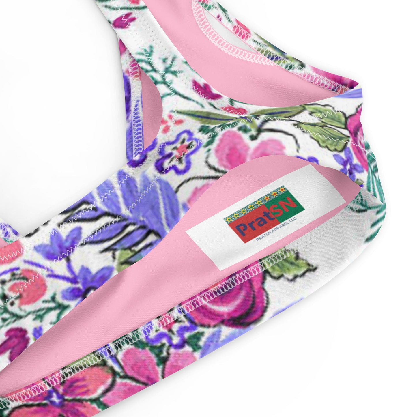 Women's padded bikini top, floral swimwear, classic beach dress - PratSN