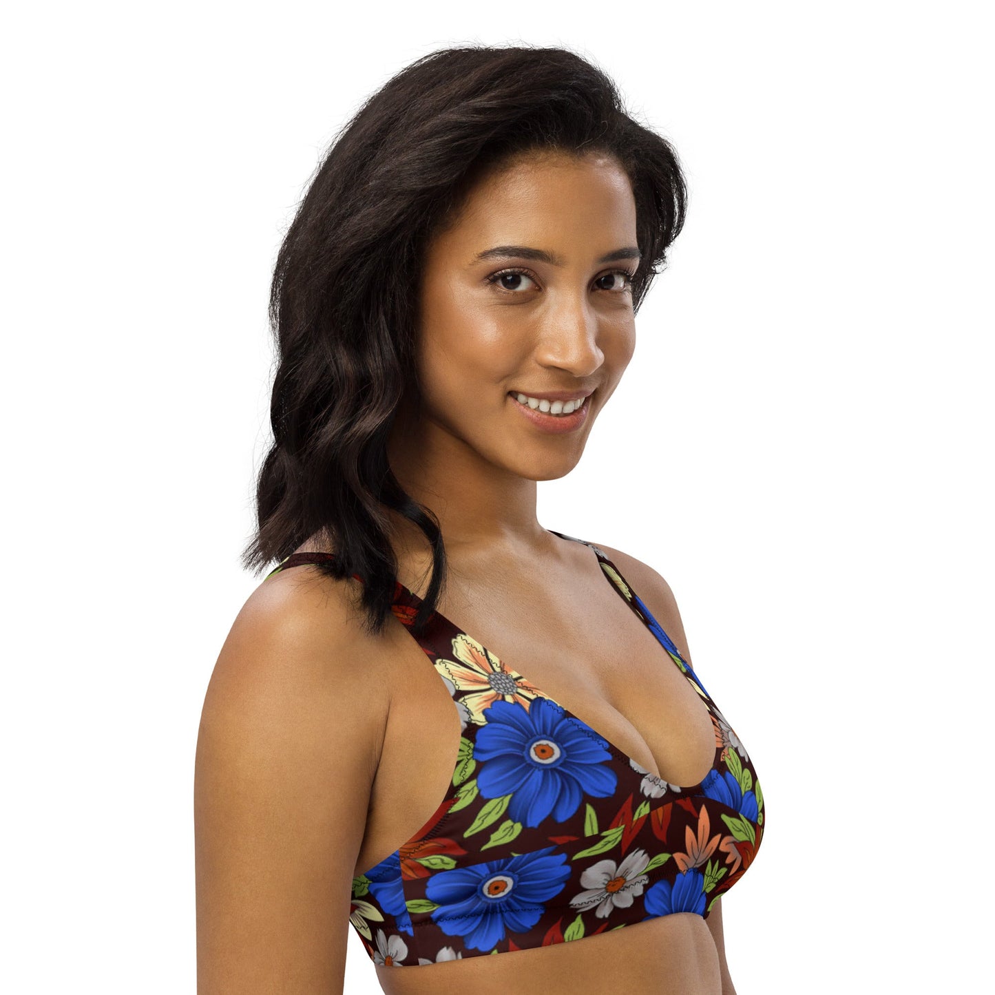 Women's padded bikini top, floral swimwear, classic beach dress - PratSN