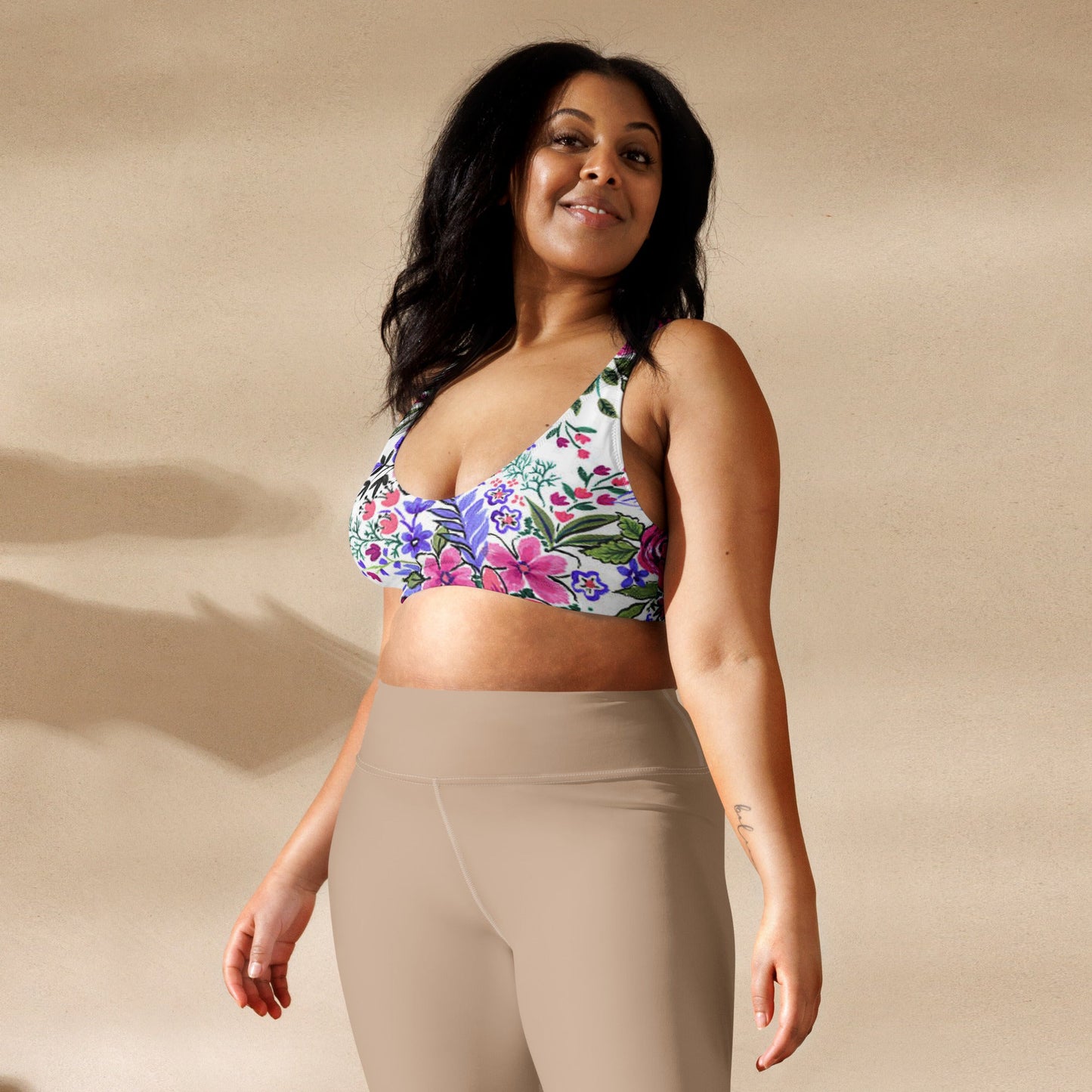 Women's padded bikini top, floral swimwear, classic beach dress - PratSN
