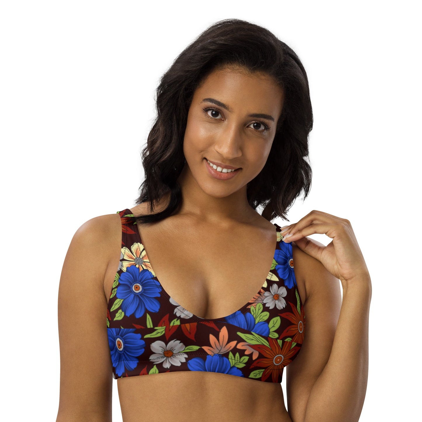 Women's padded bikini top, floral swimwear, classic beach dress - PratSN