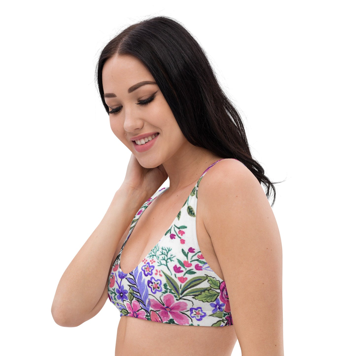 Women's padded bikini top, floral swimwear, classic beach dress - PratSN