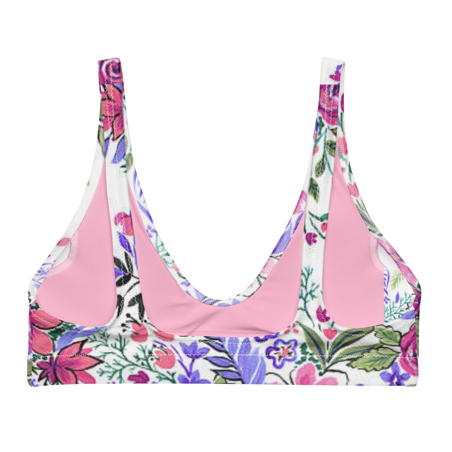 Women's padded bikini top, floral swimwear, classic beach dress - PratSN