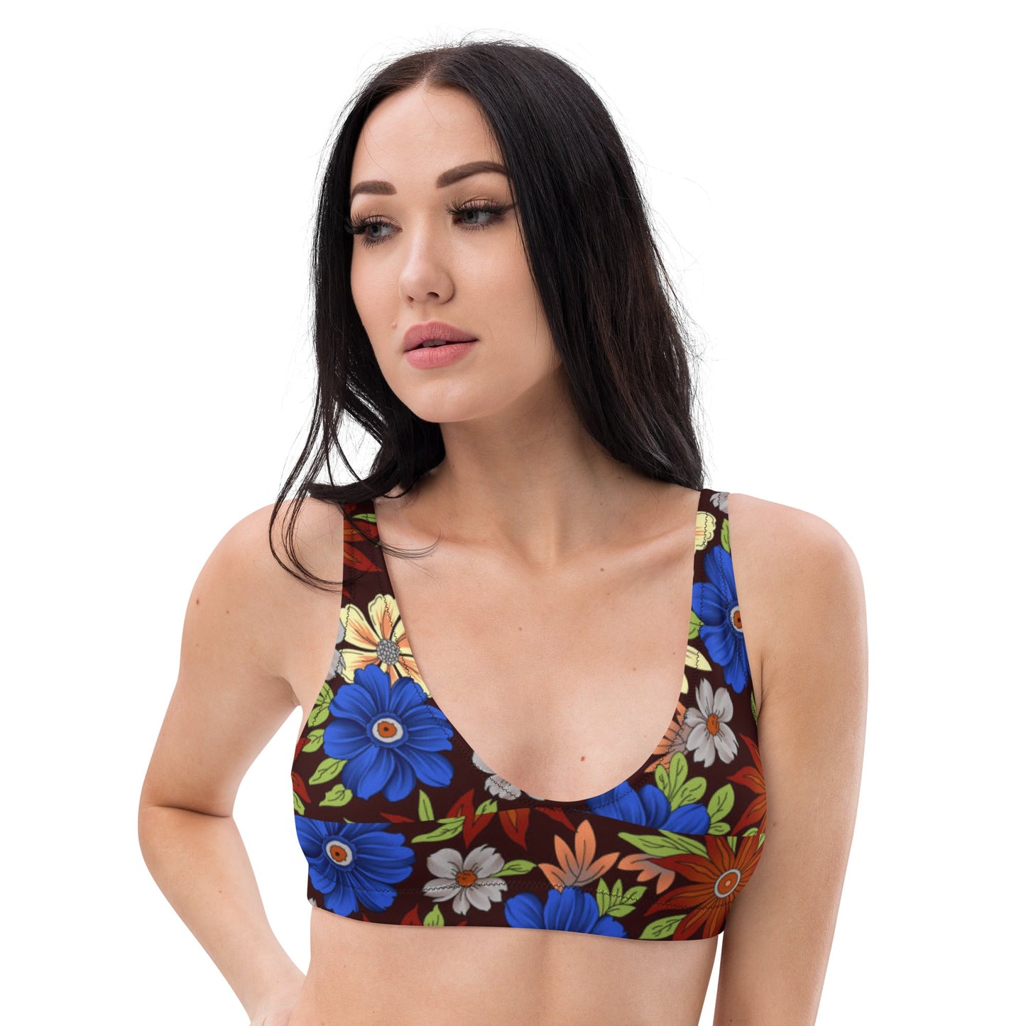 Women's padded bikini top, floral swimwear, classic beach dress - PratSN