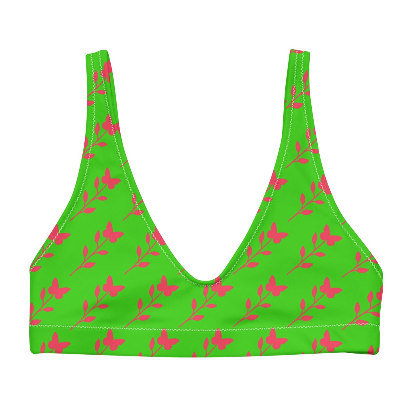 Women's padded bikini top, Green Floral Summer Dress, swimwear, classic beach dress - PratSN