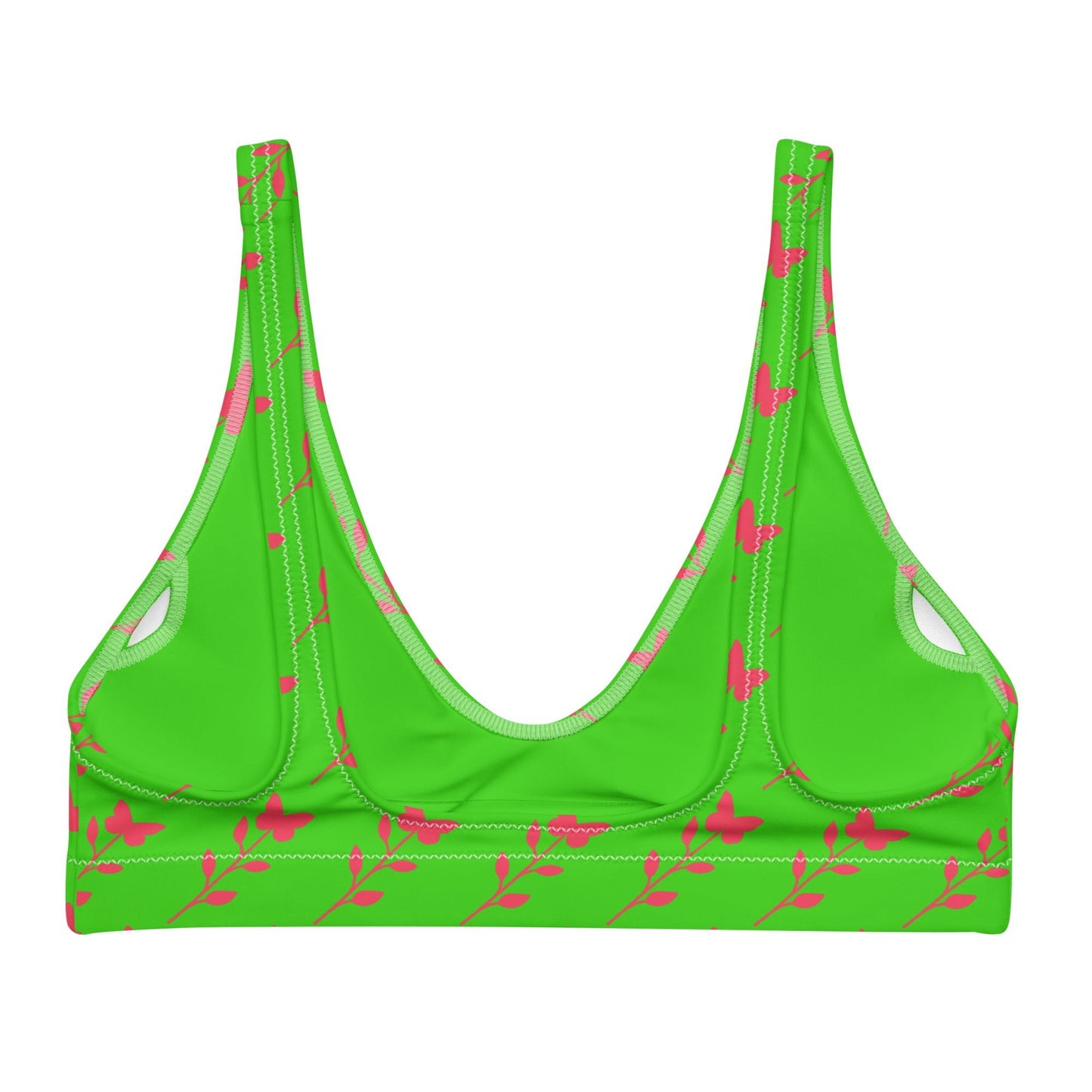 Women's padded bikini top, Green Floral Summer Dress, swimwear, classic beach dress - PratSN