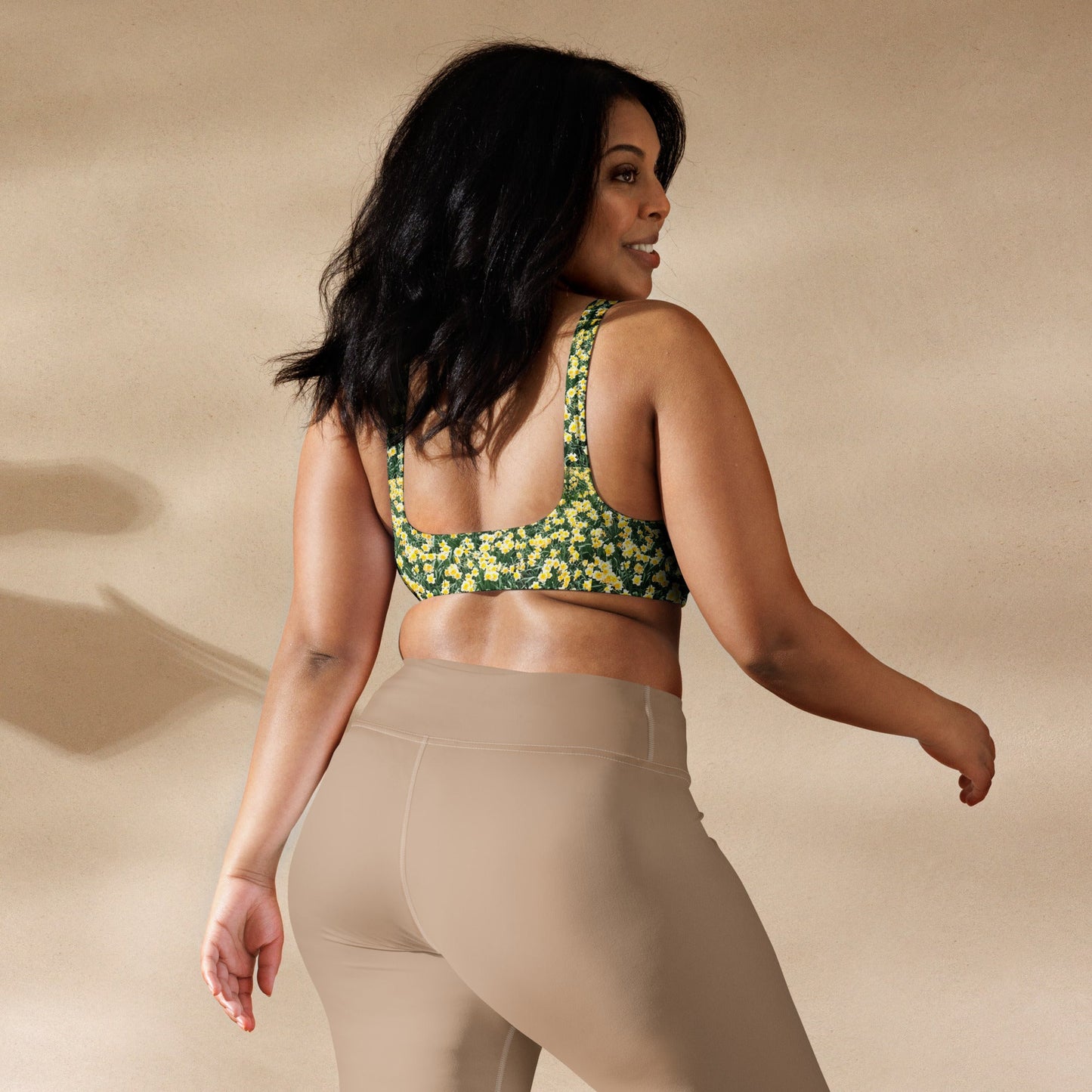 Women's padded bikini top, green floral swimwear, classic beach dress - PratSN