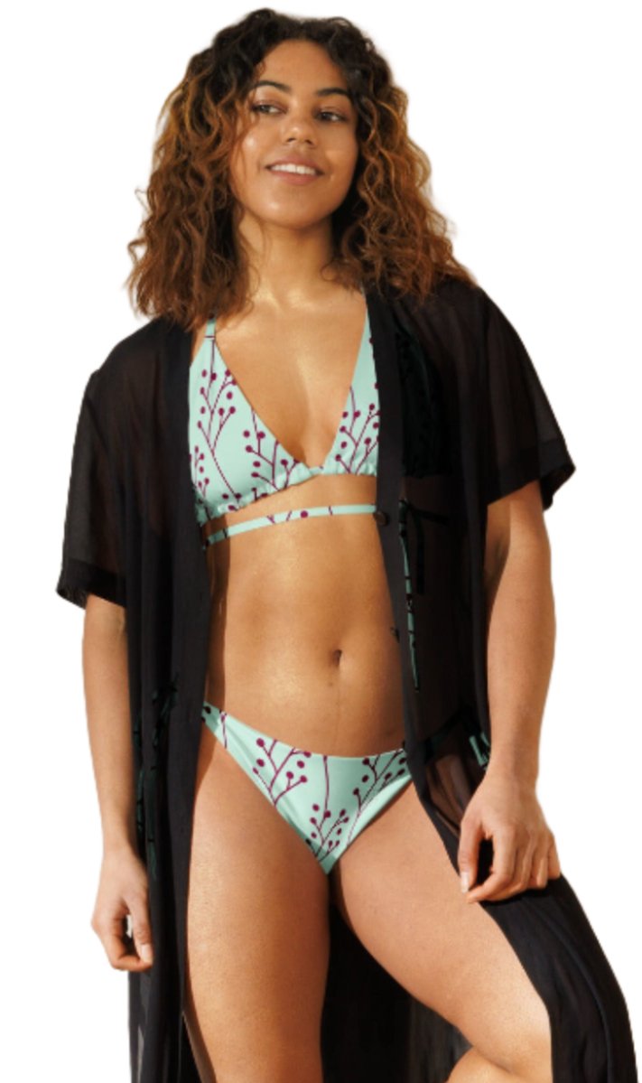 Women's padded bikini top, light green Summer Dress, swimwear, classic beach dress - PratSN