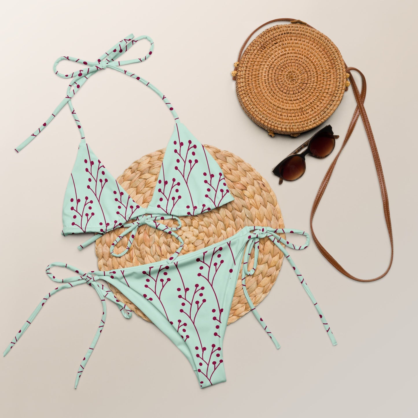Women's padded bikini top, light green Summer Dress, swimwear, classic beach dress - PratSN